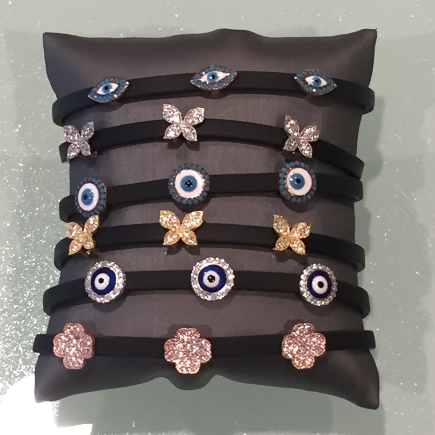 Leather Turquoise Eye Bracelet- Round