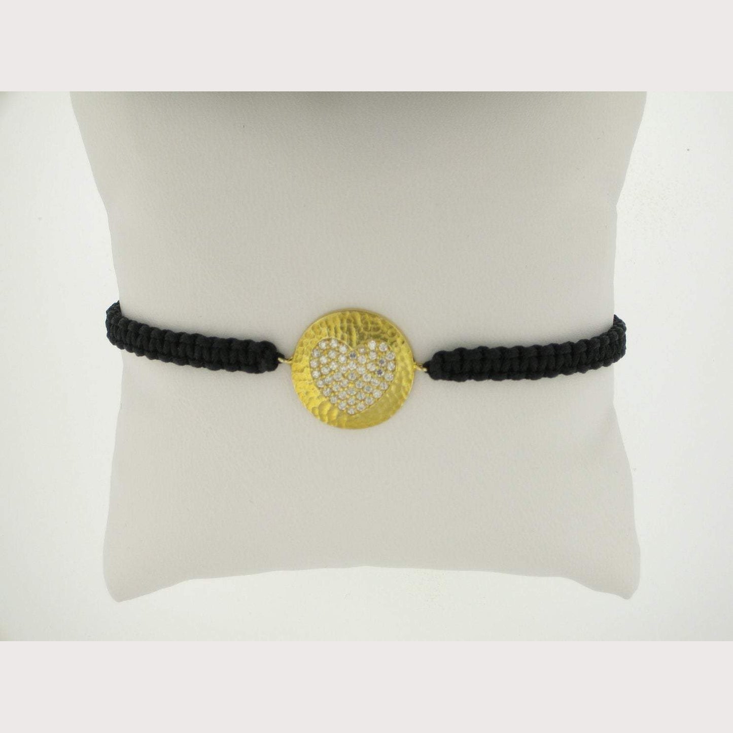 SALE--Gold Hammered Heart Macrame Bracelet