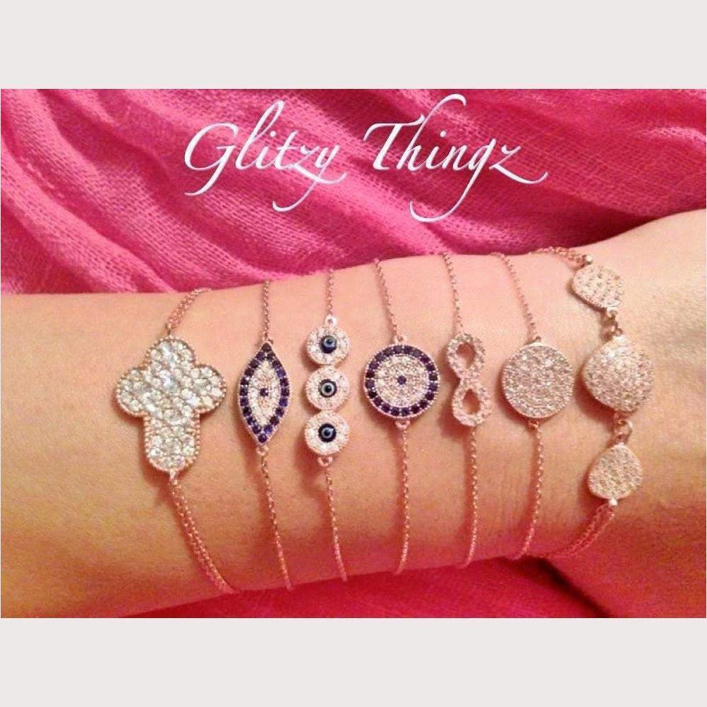 Triple Evil Eye Bracelet-Rose Gold
