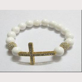 SALE---Sideway Cross Beaded Bracelet