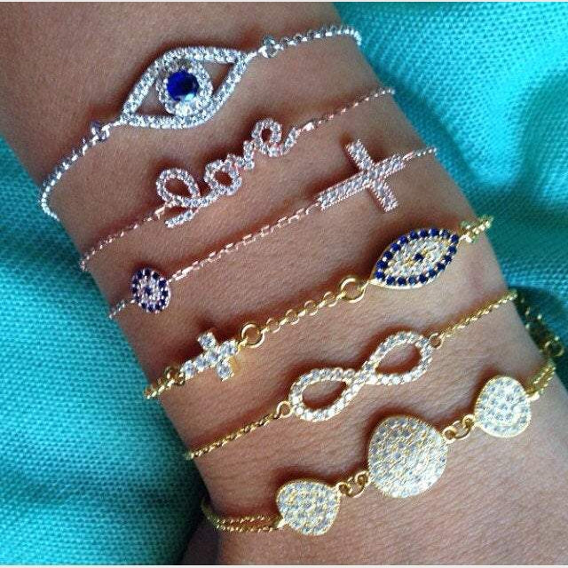 Dainty Evil Eye Cross Bracelet