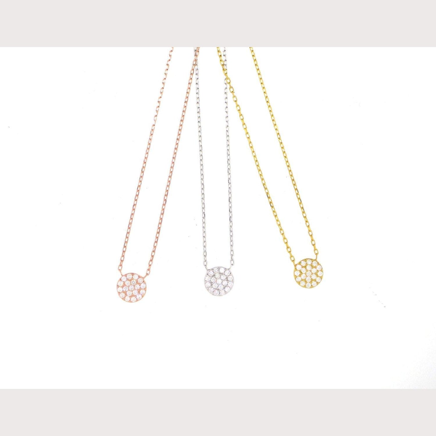 Mini Pave Disc Necklace