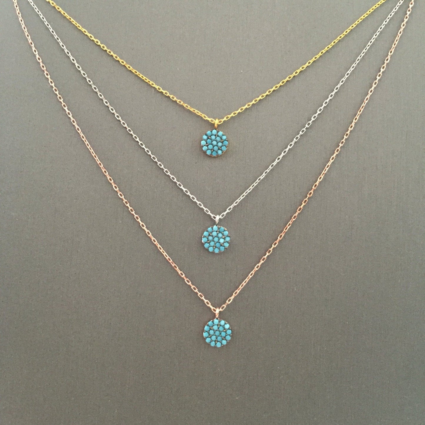 Mini Turquoise Disc Necklace