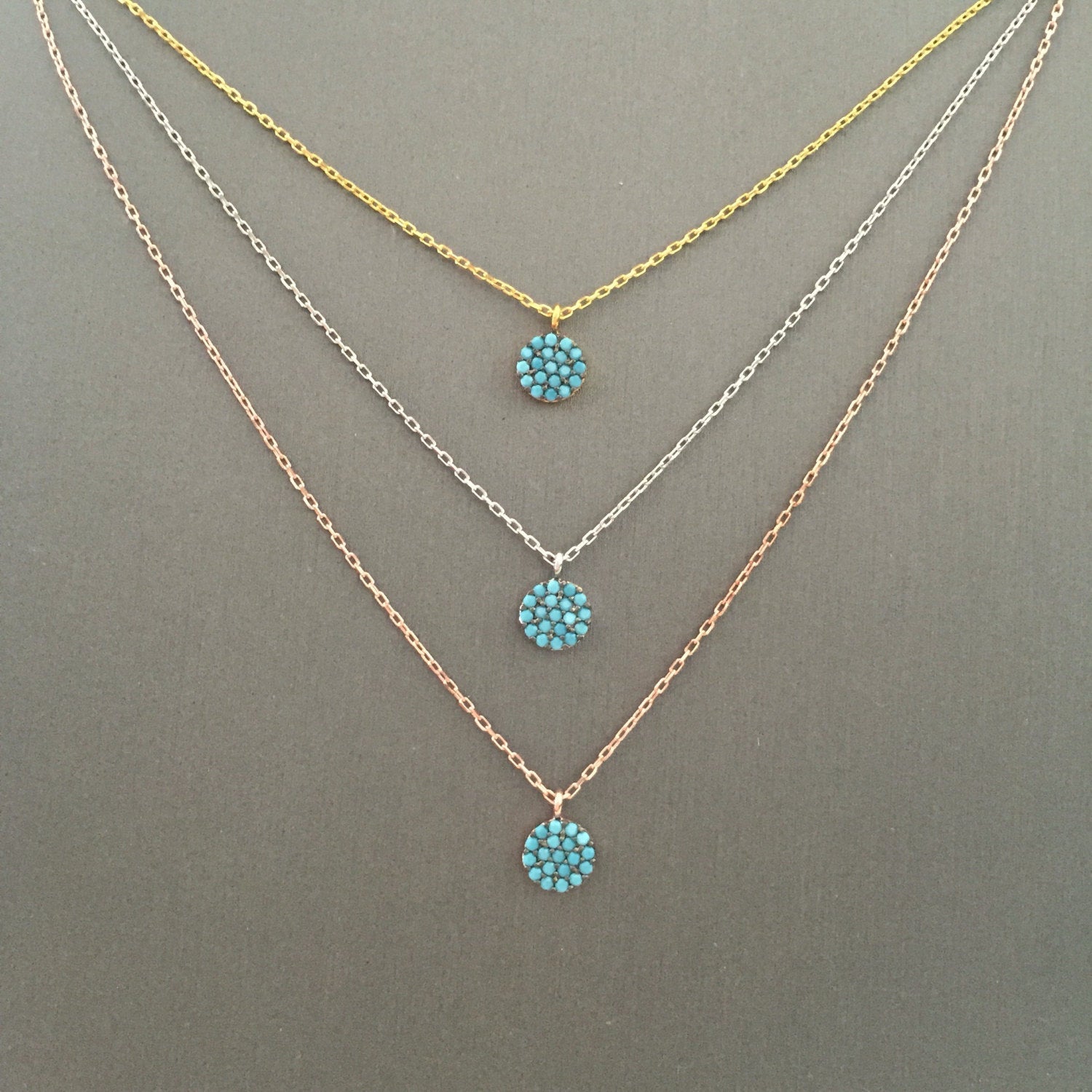 Mini Turquoise Disc Necklace