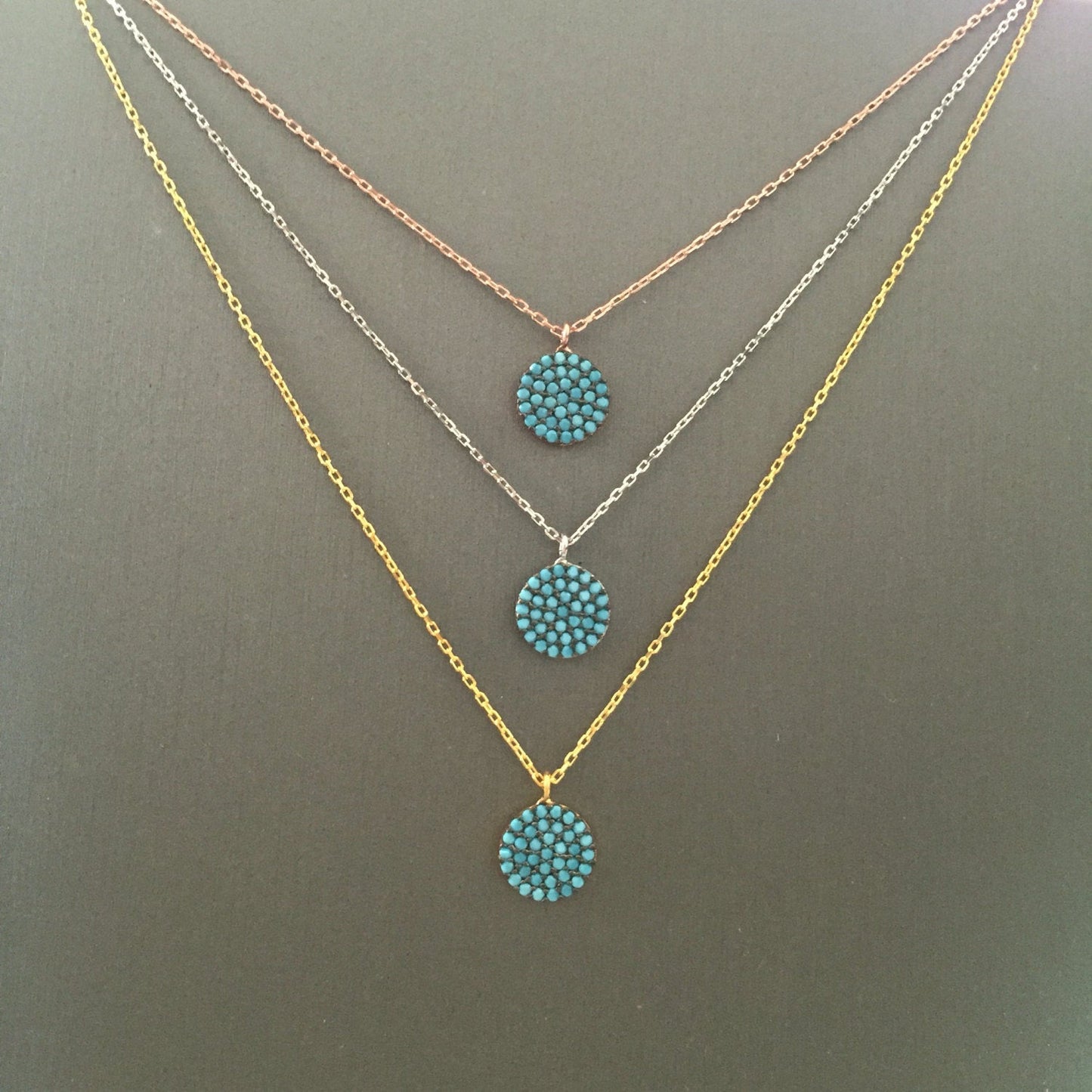 Small Turquoise Disc Necklace