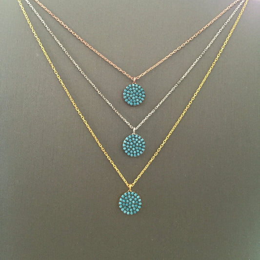 Small Turquoise Disc Necklace