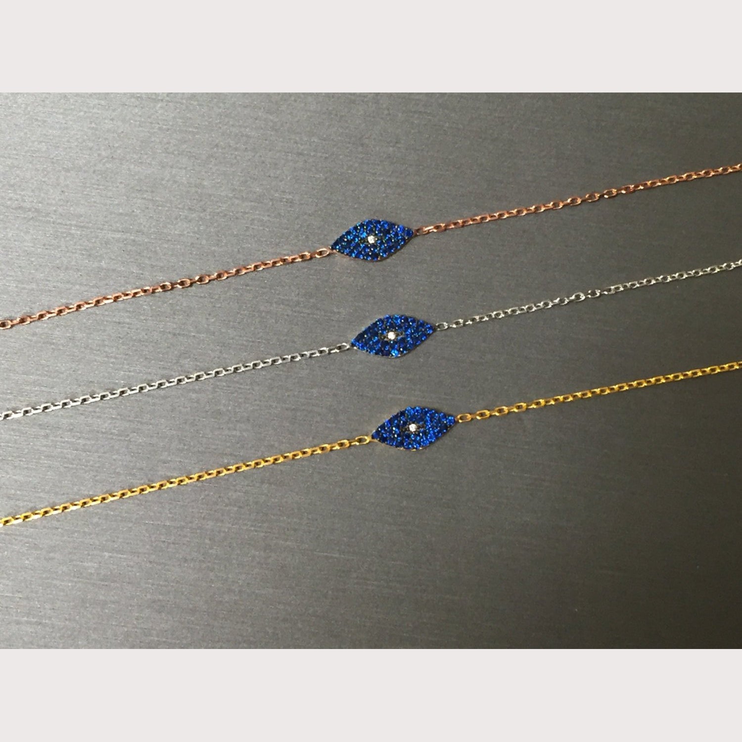 Modern Blue Eye Bracelet-Gold