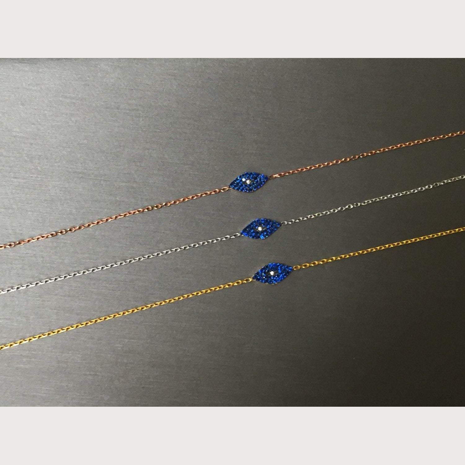 Modern Blue Eye Bracelet-Gold