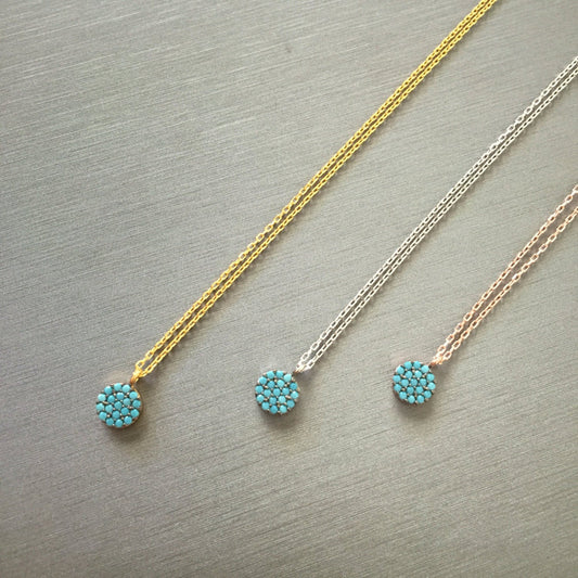 Mini Turquoise Disc Necklace