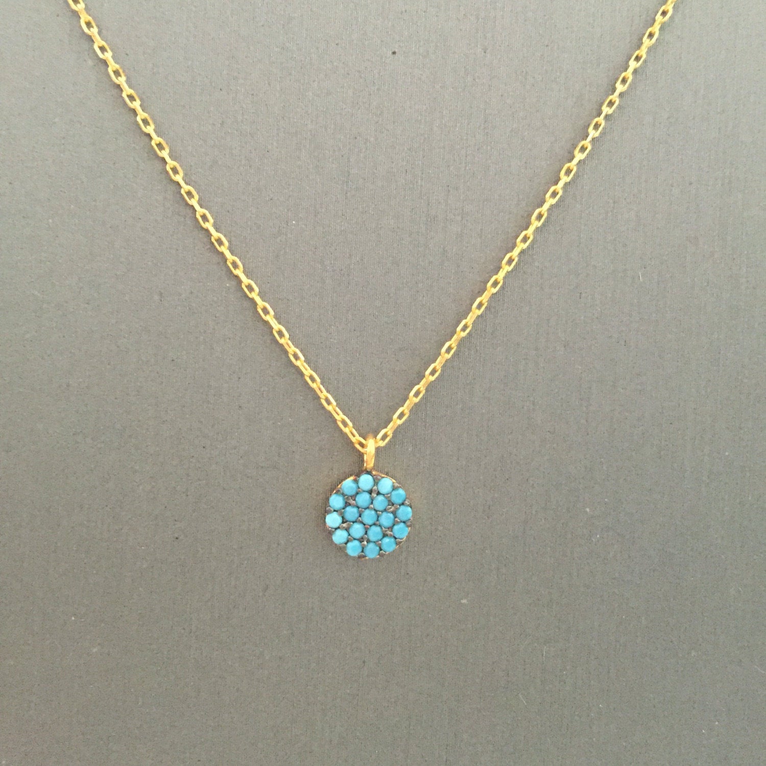 Mini Turquoise Disc Necklace