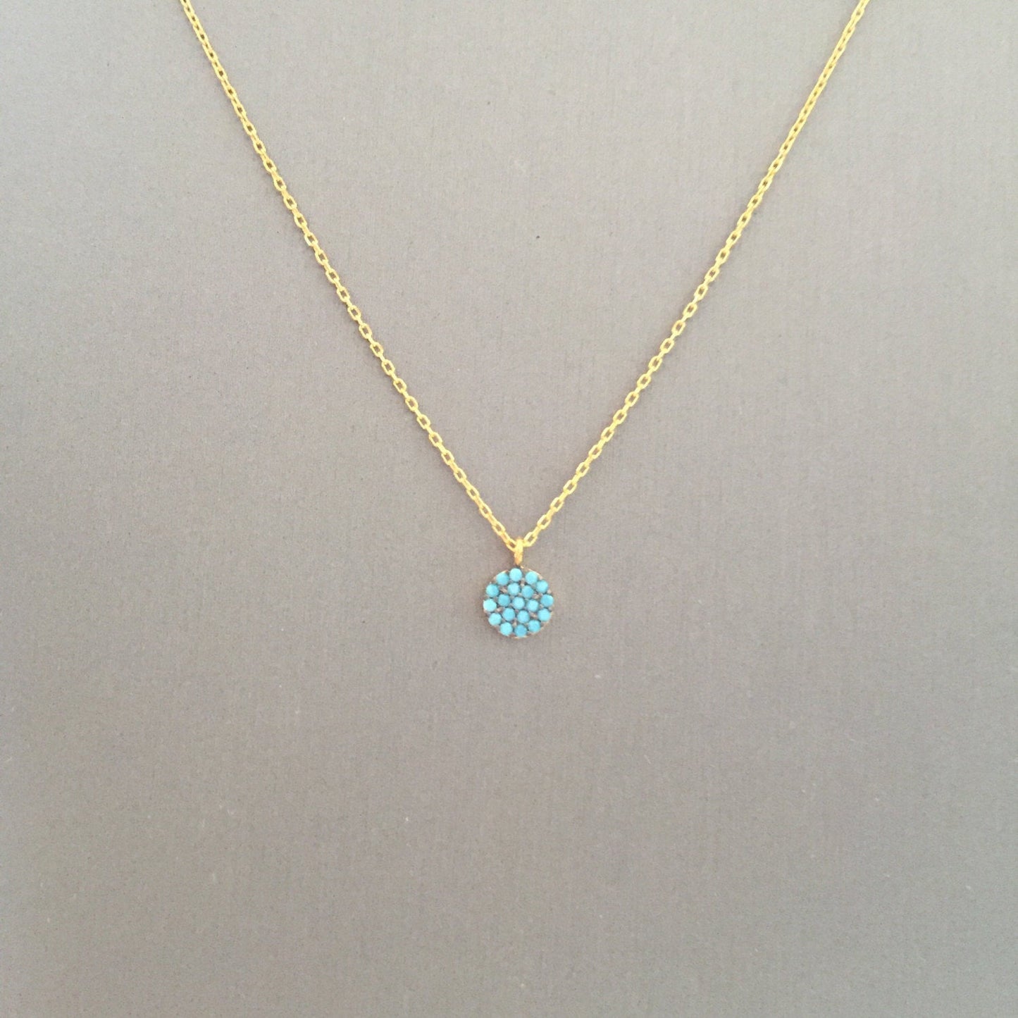 Mini Turquoise Disc Necklace