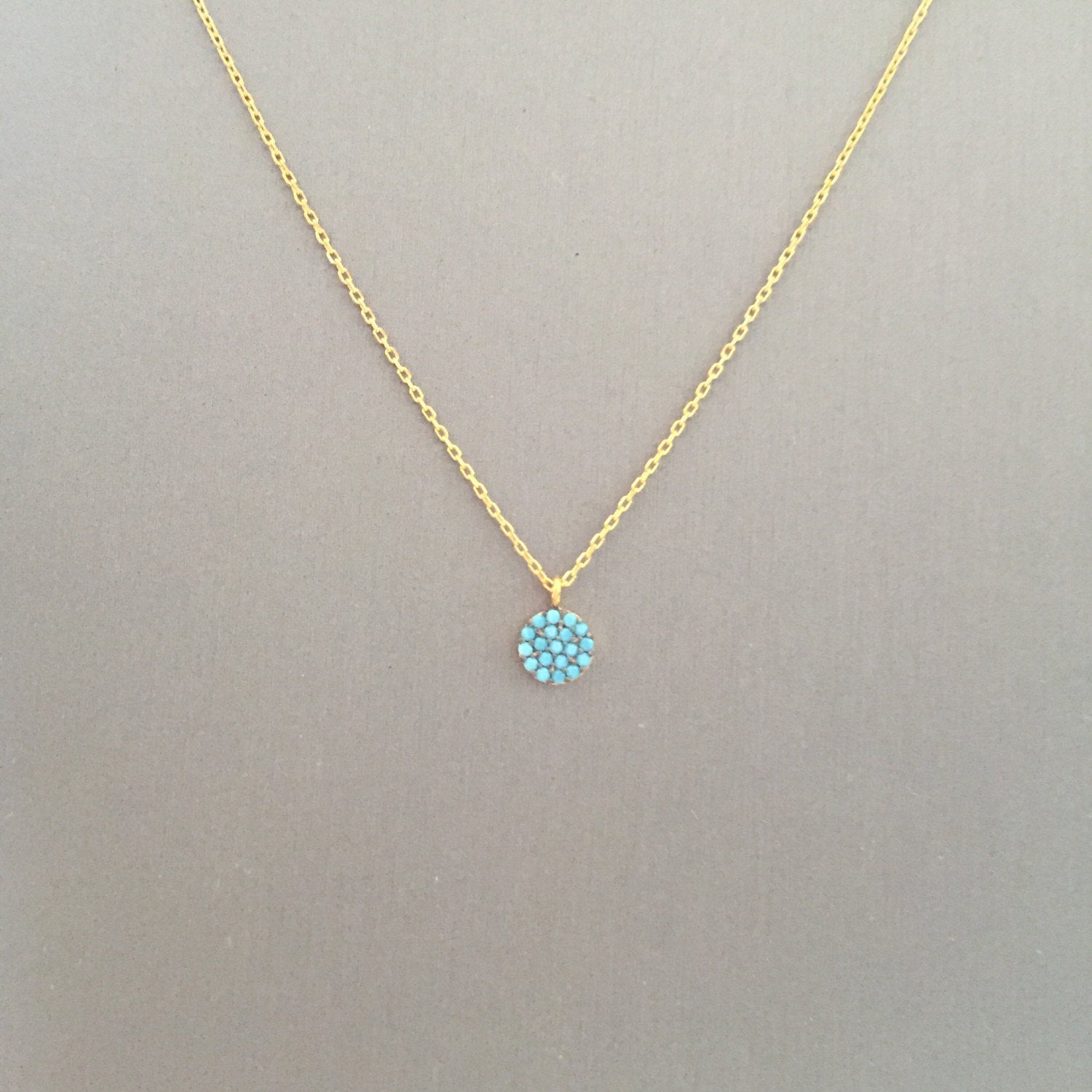 Mini Turquoise Disc Necklace