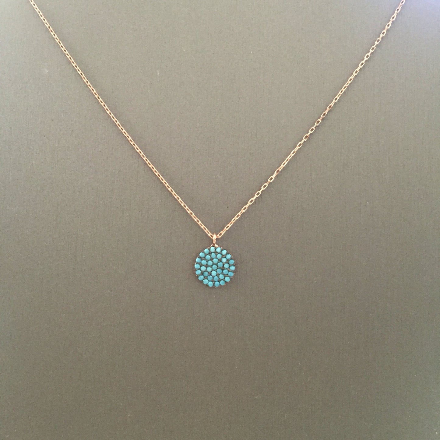 Small Turquoise Disc Necklace