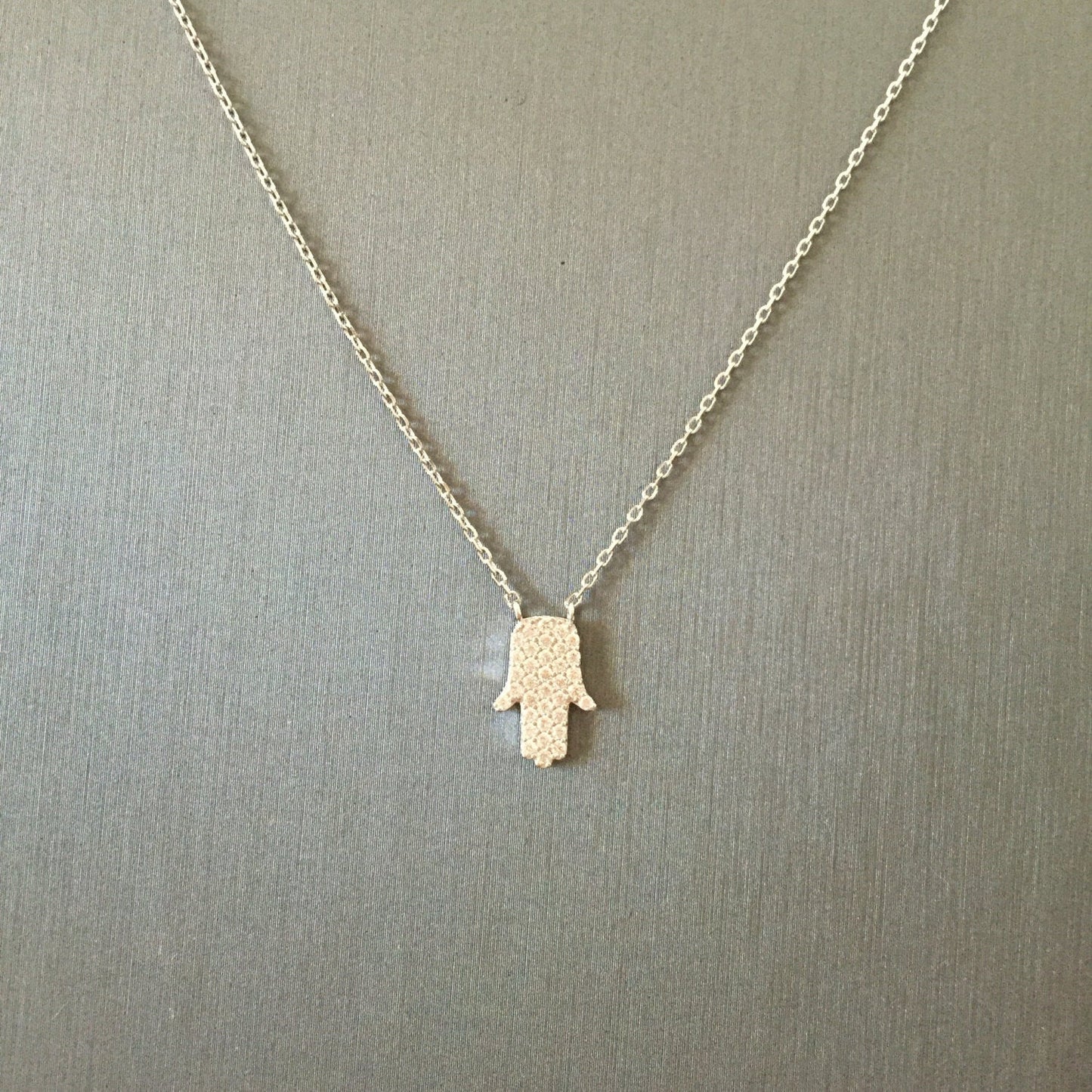 Small Pave Hamsa Necklace