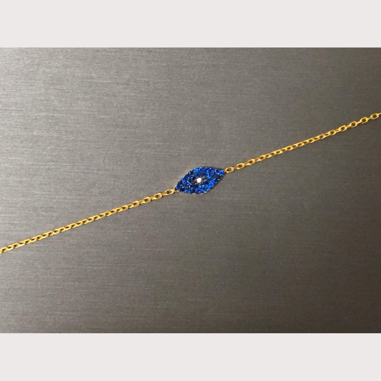 Modern Blue Eye Bracelet-Gold