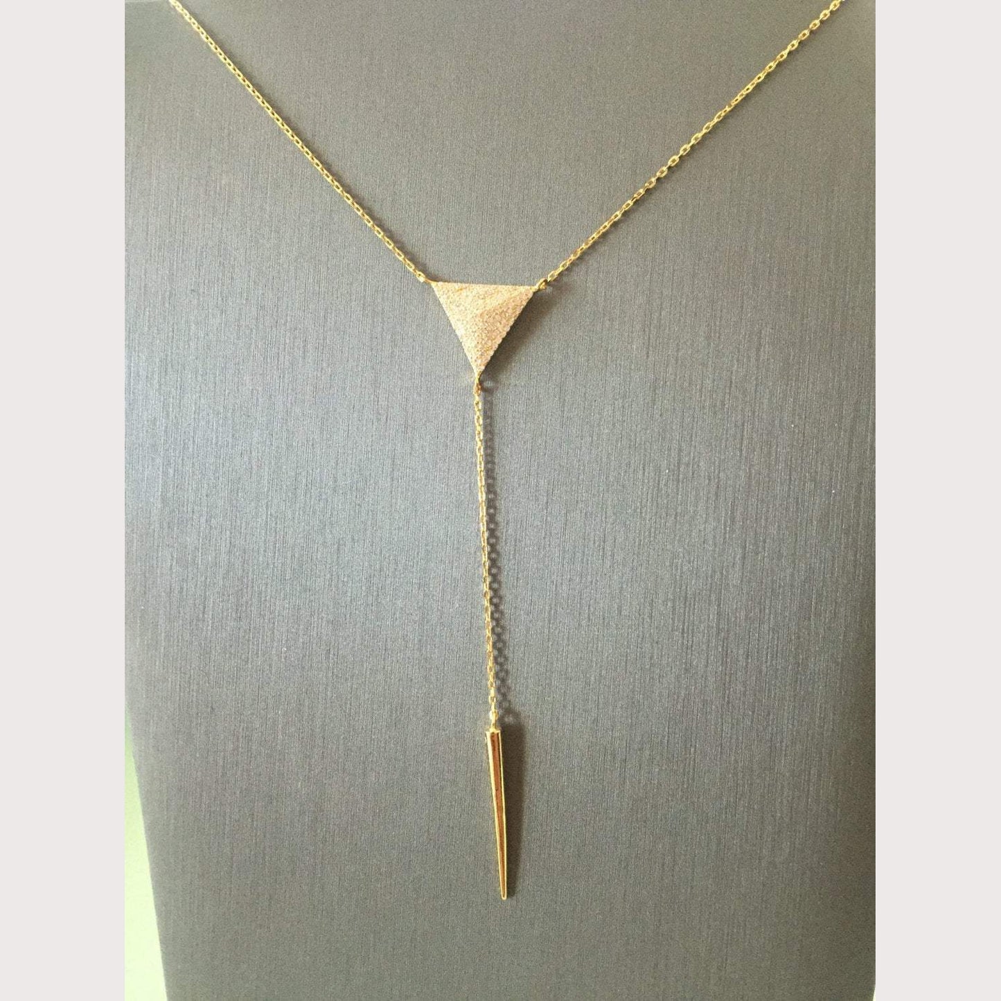 Pyramid Lariat Necklace-Yellow Gold