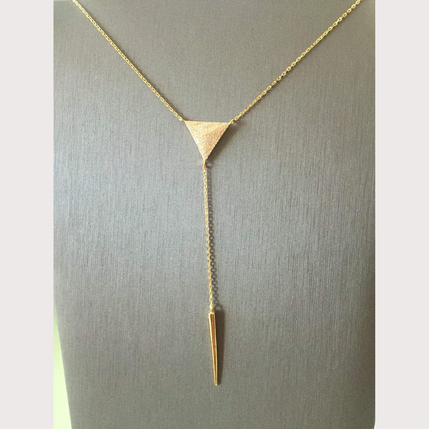 Pyramid Lariat Necklace-Yellow Gold