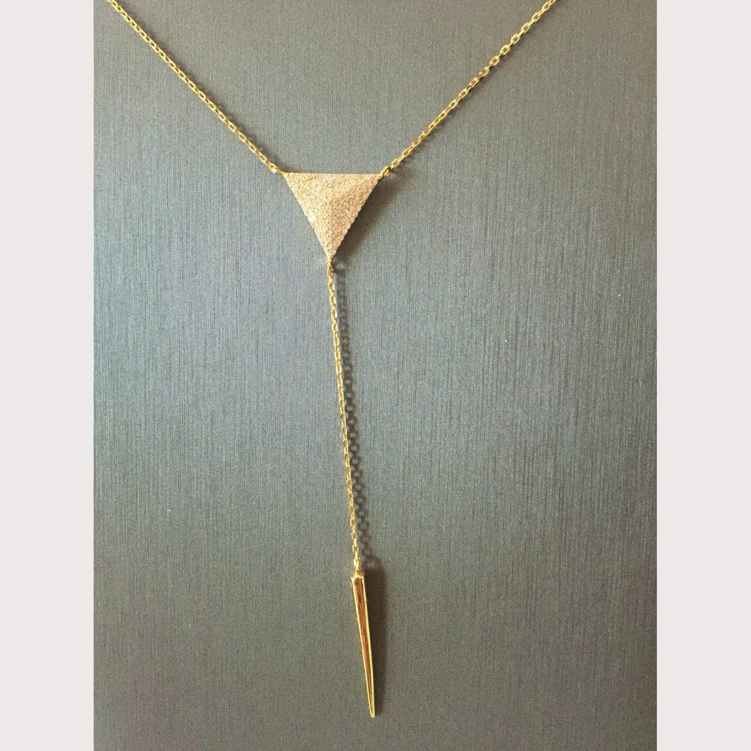 Pyramid Lariat Necklace-Yellow Gold