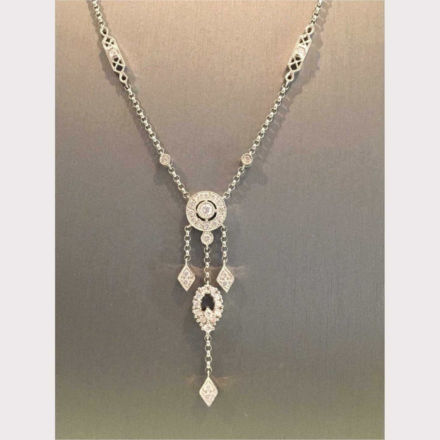 White Gold Diamond Antique Lariat