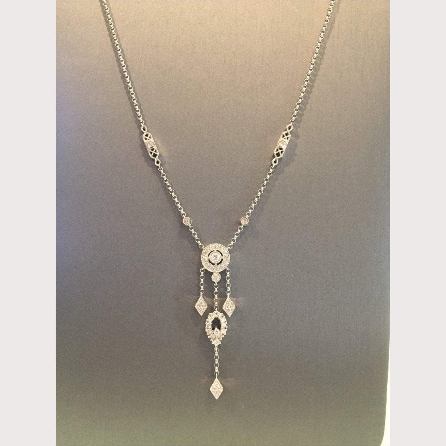 White Gold Diamond Antique Lariat