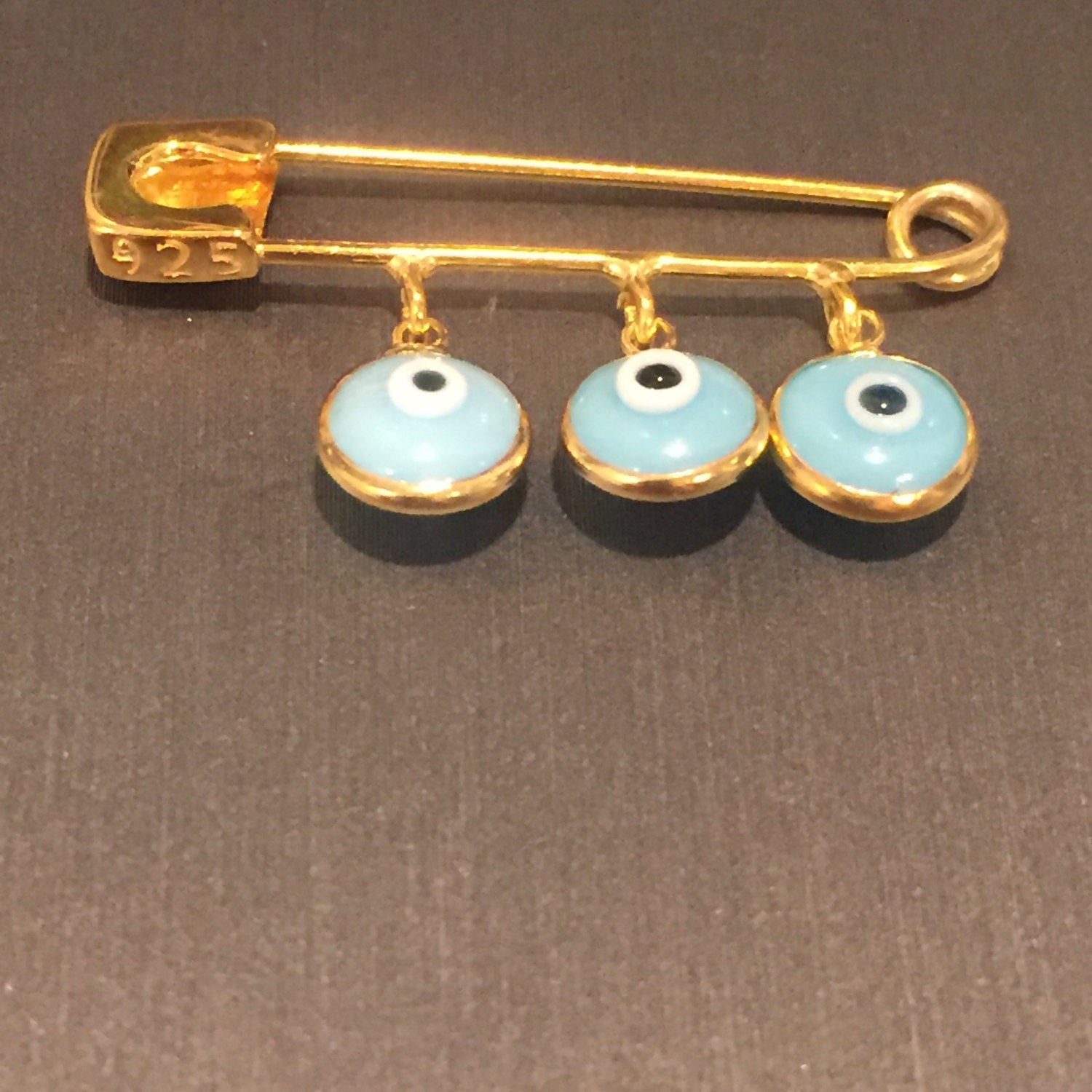 Gold Evil Eye Safety Pin