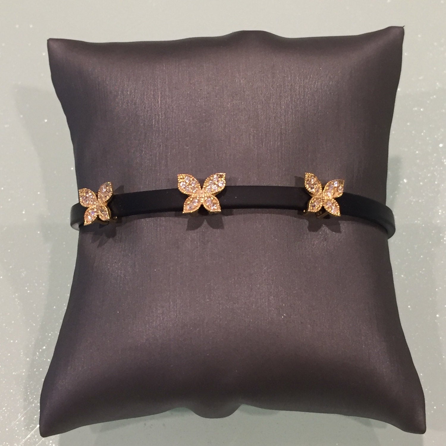 Leather Butterfly Bracelet- Gold
