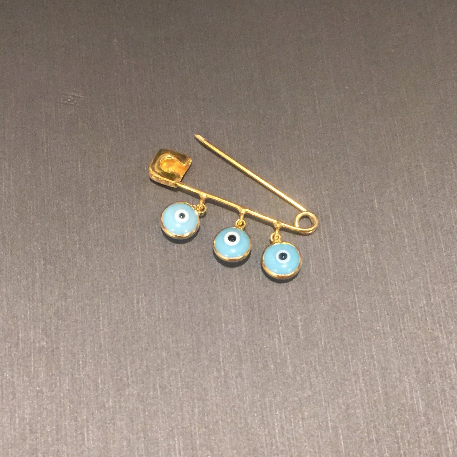 Gold Evil Eye Safety Pin