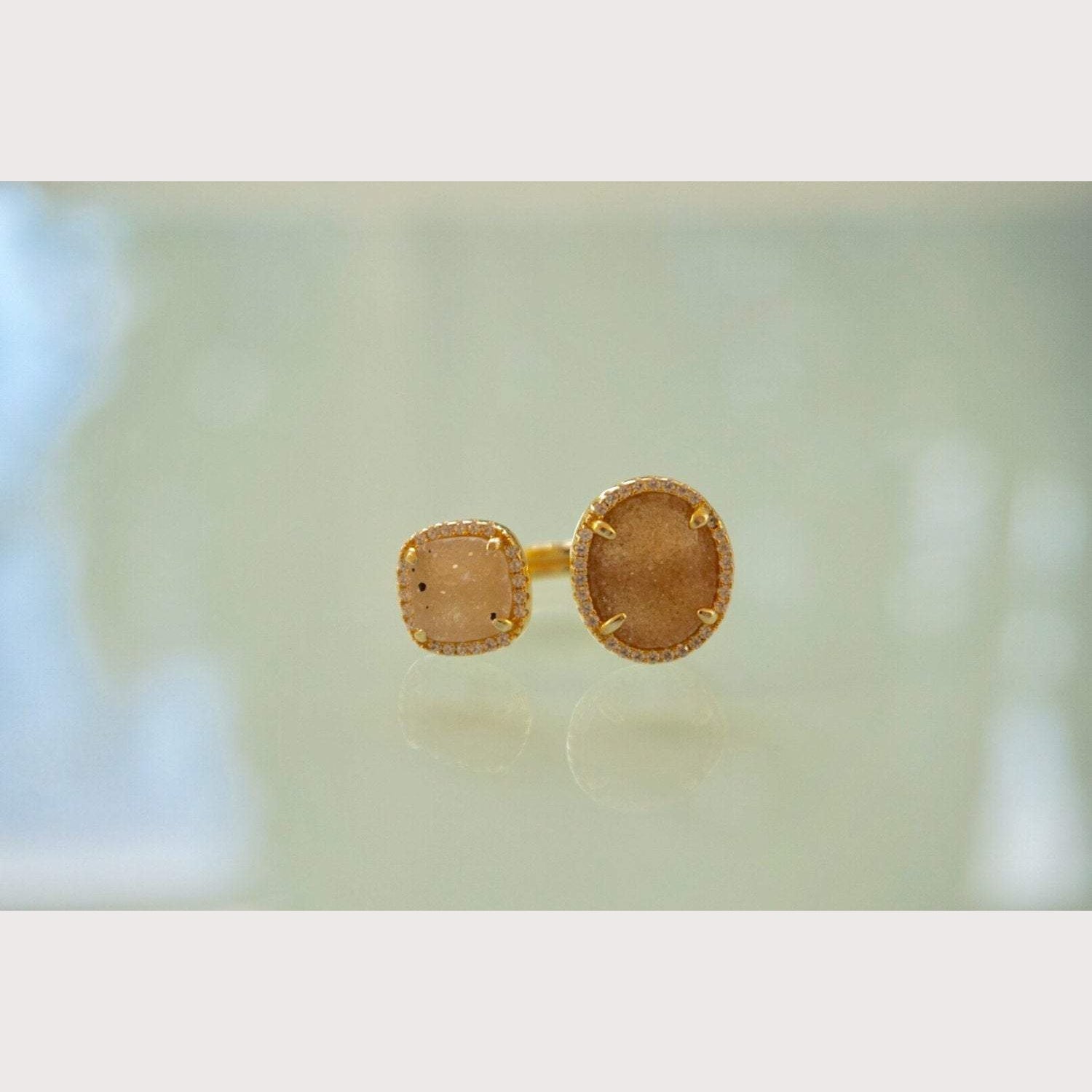 Double Champagne Druzy Ring