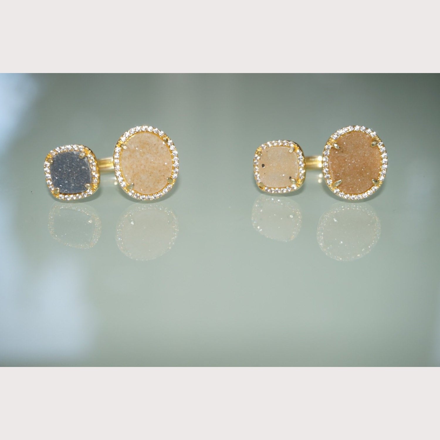 Double Champagne Druzy Ring