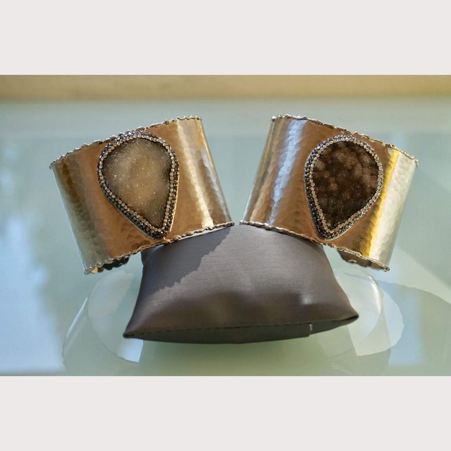 Black Pearl Druzy Silver Cuff