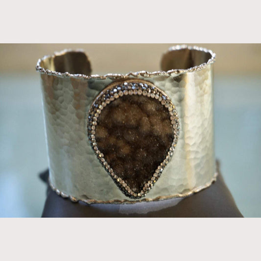Black Pearl Druzy Silver Cuff