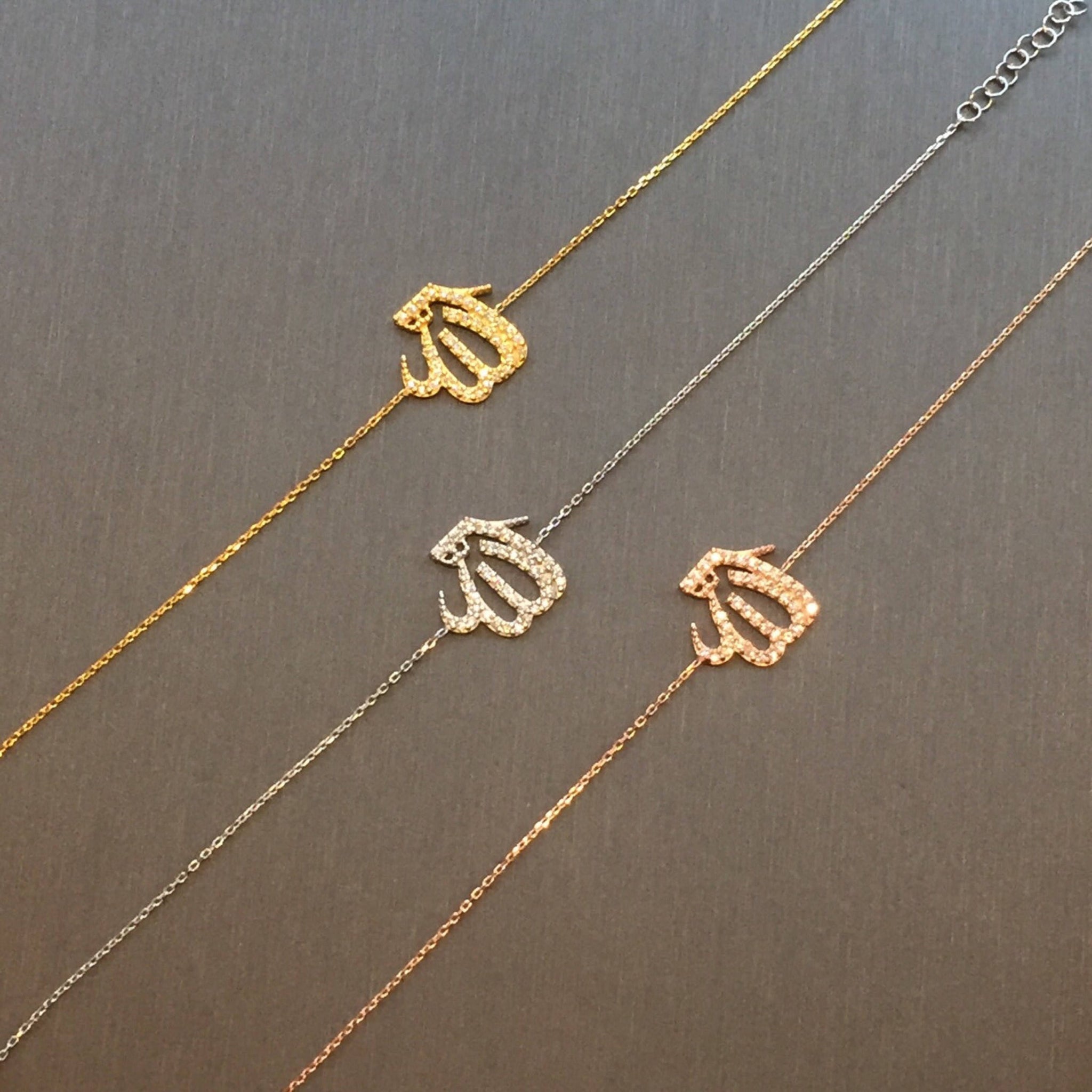 Arabic Women Allah Charm Pendant Necklace | Monogram necklace gold, Charm pendant  necklace, Charm pendant