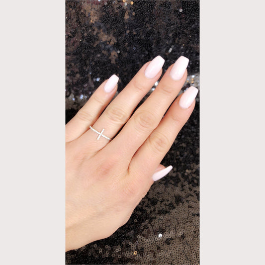 White Gold Cross Ring