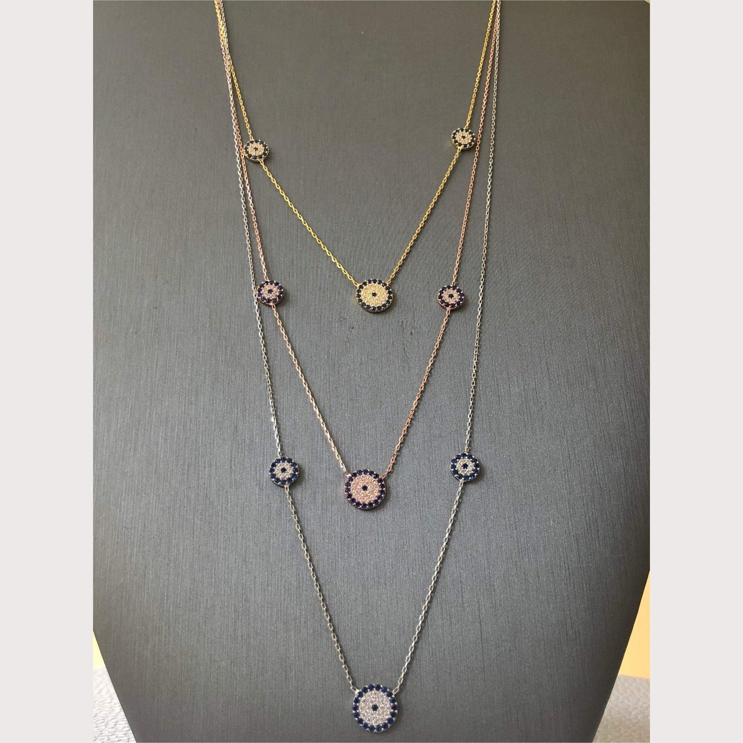 Trois Elegant Evil Eye Necklace