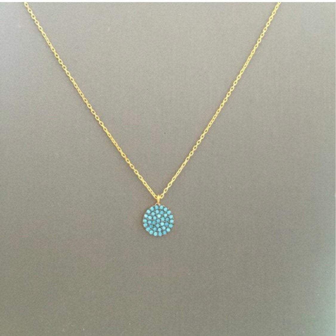 Small Turquoise Disc Necklace