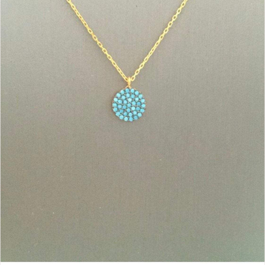 Small Turquoise Disc Necklace