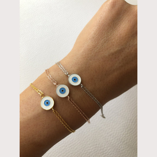 White Enamel Eye Bracelet