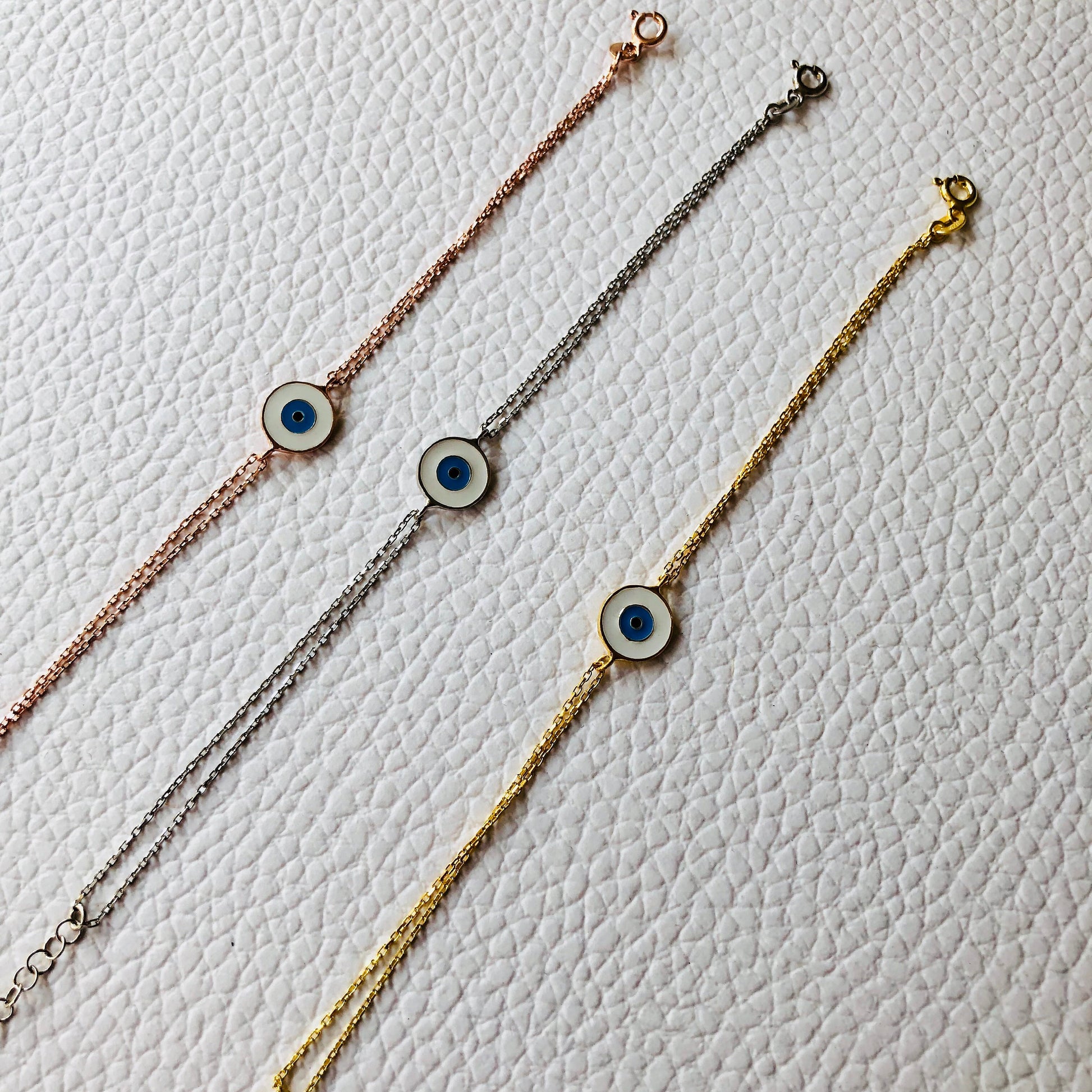 White Enamel Eye Bracelet