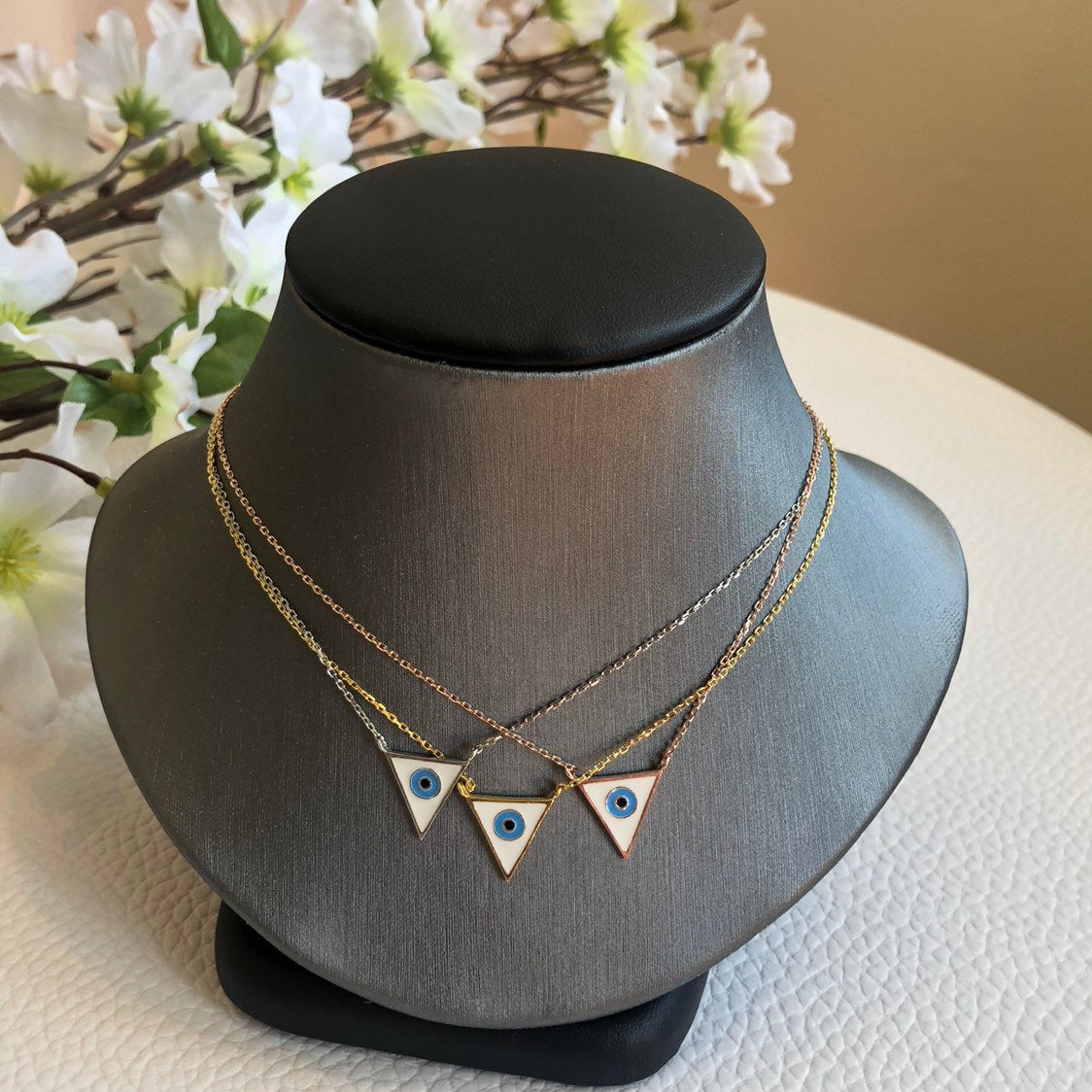 Triangle Enamel Eye Necklace
