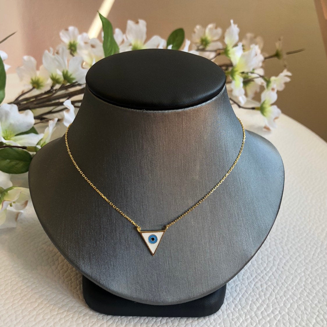 Triangle Enamel Eye Necklace