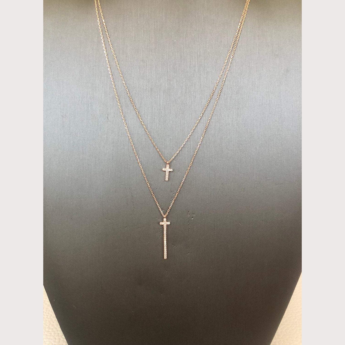 Double Cross Necklace