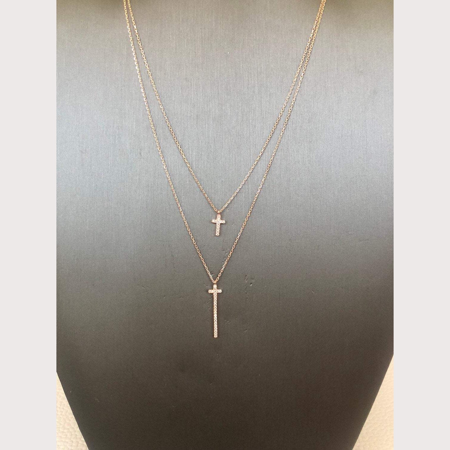 Double Cross Necklace