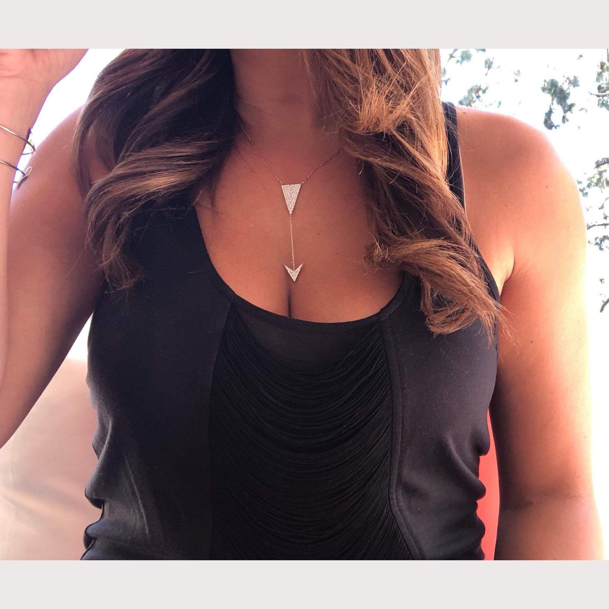 Double Arrow Lariat Necklace