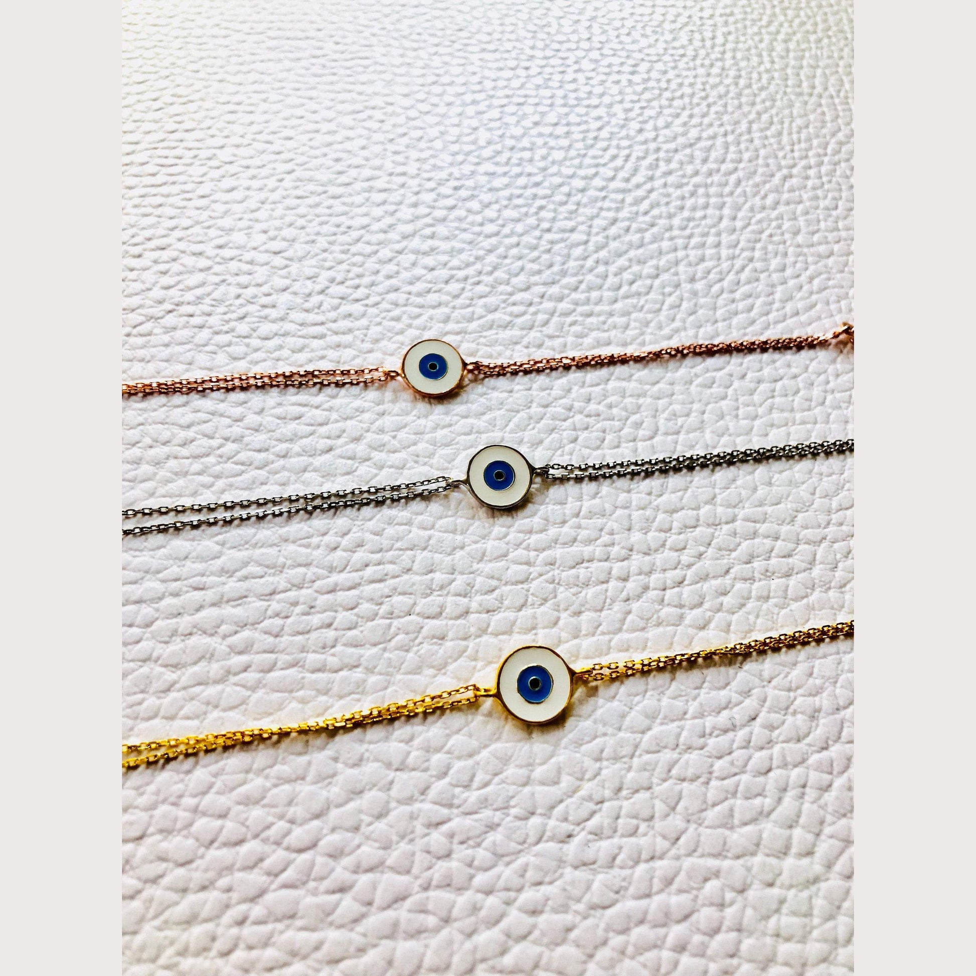 White Enamel Eye Bracelet