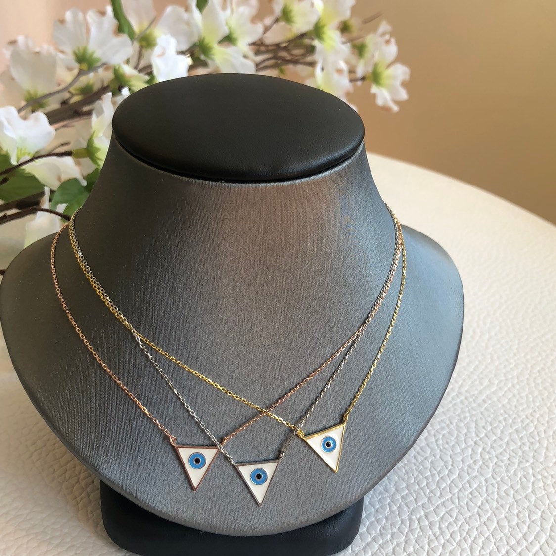 Triangle Enamel Eye Necklace