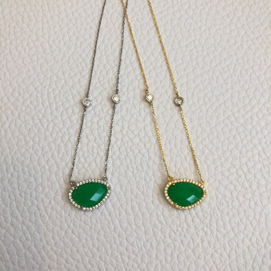 Small Emerald Gemstone Necklace