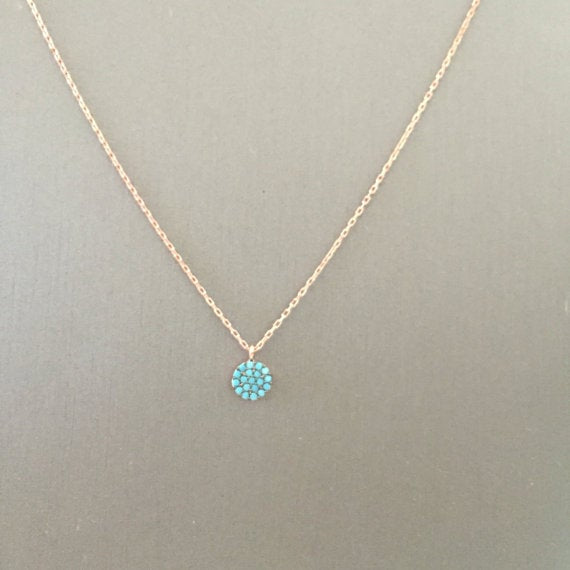 Mini Turquoise Disc Necklace