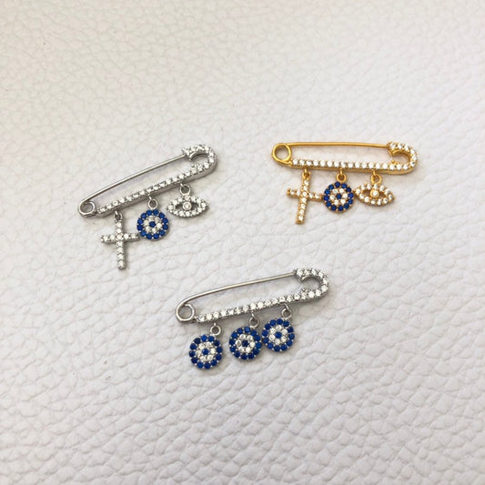 Large CZ Evil Eye Pins