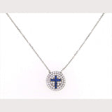 Pave Disc Cross Necklace