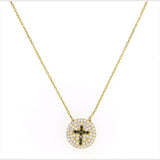 Pave Disc Cross Necklace